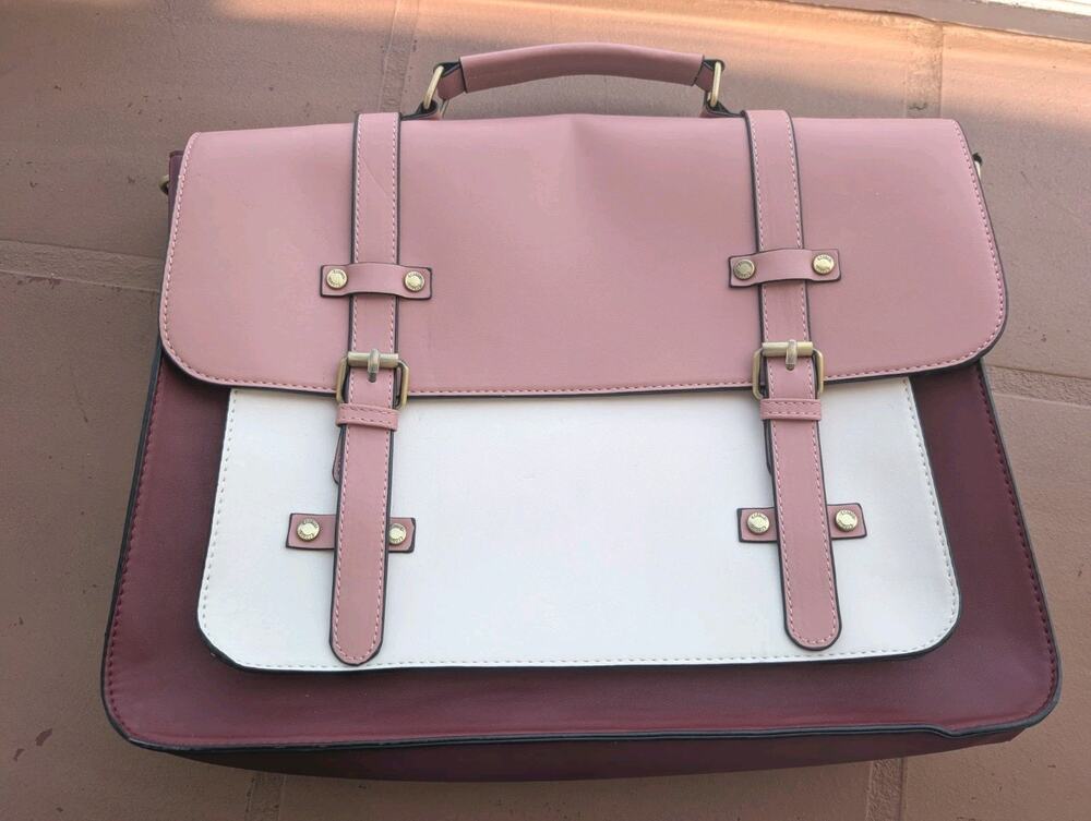 Ecosusi Chic Vegan Leather Laptop Bag - 15.6" Messenger Briefcase